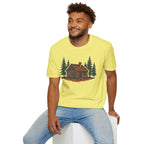 Vintage Cozy Cabin T-Shirt — Faded Pine Tree Cabin Tee