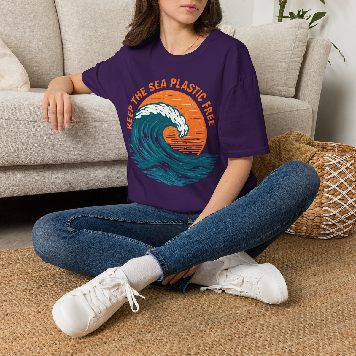 "Keep the Sea Plastic Free" Ocean Conservation Wave Tee Shirt
