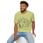 Bear & Pines T-Shirt — Minimal Line Drawing Woodland Tee