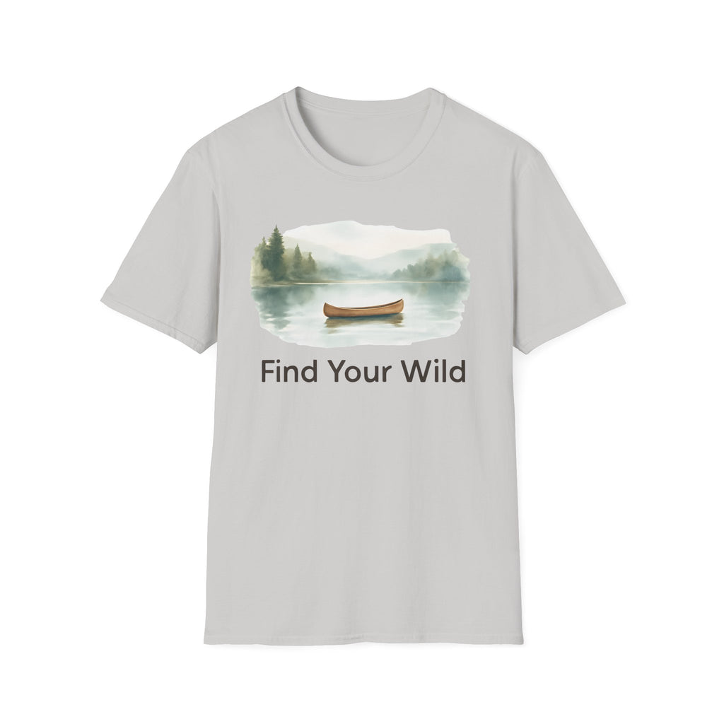 Find Your Wild Canoe T-Shirt — Lake Pine Trees Outdoor Adventure Tee