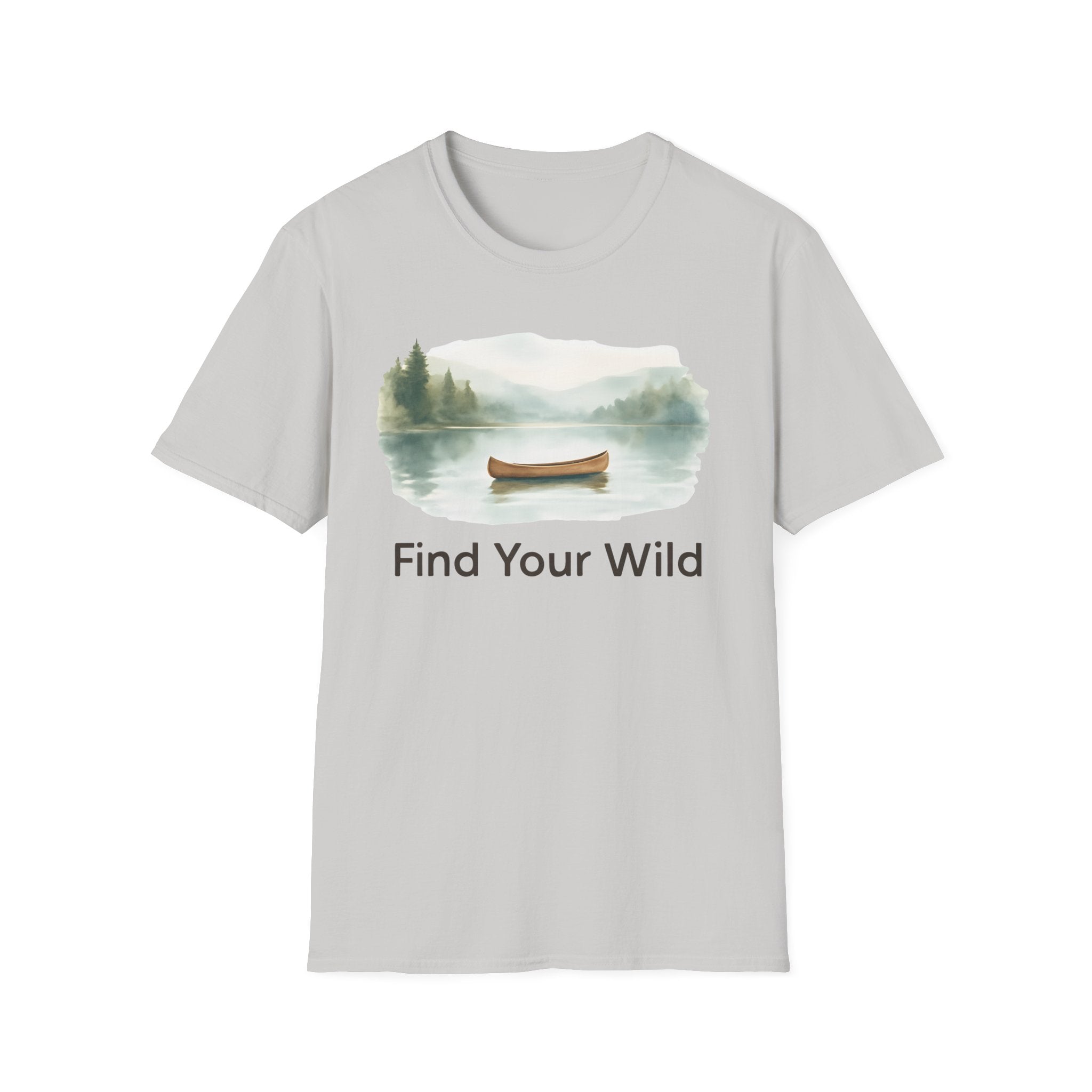 Find Your Wild Canoe T-Shirt — Lake Pine Trees Outdoor Adventure Tee