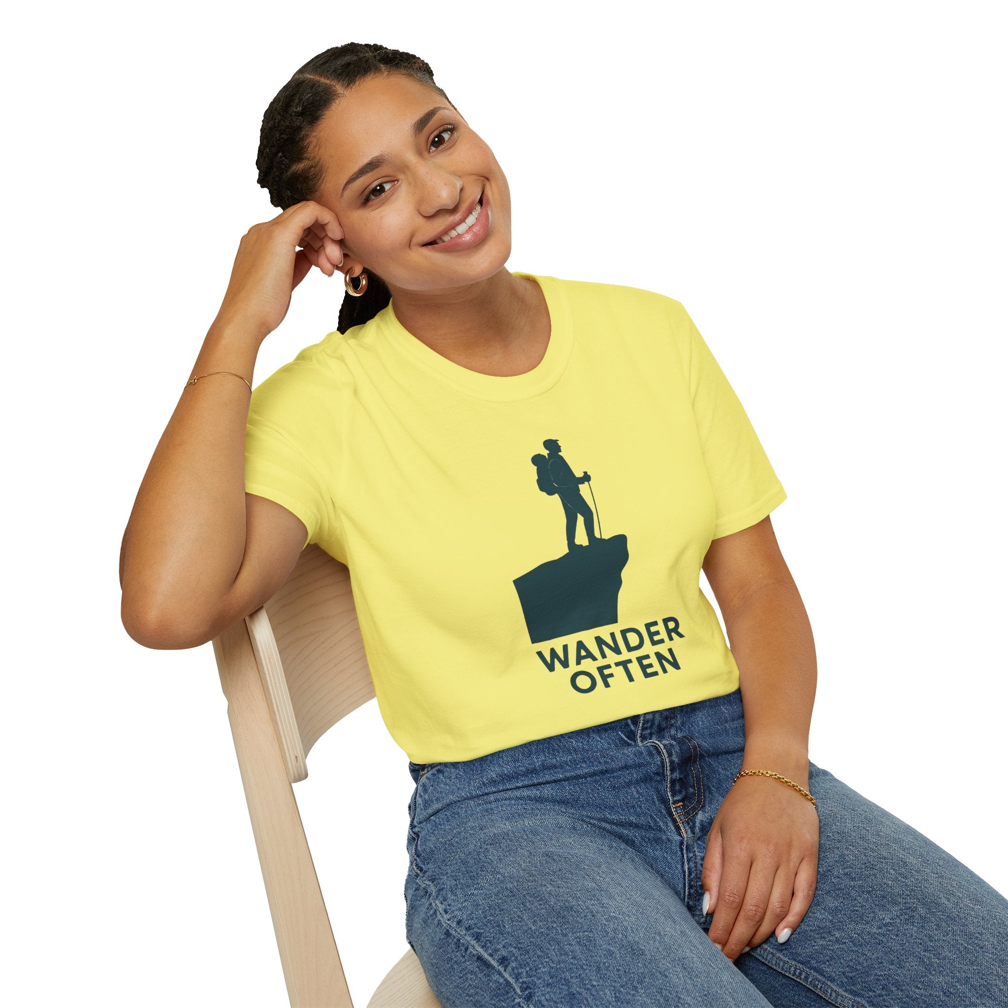 "Wander Often" Hiker on Cliff T-Shirt