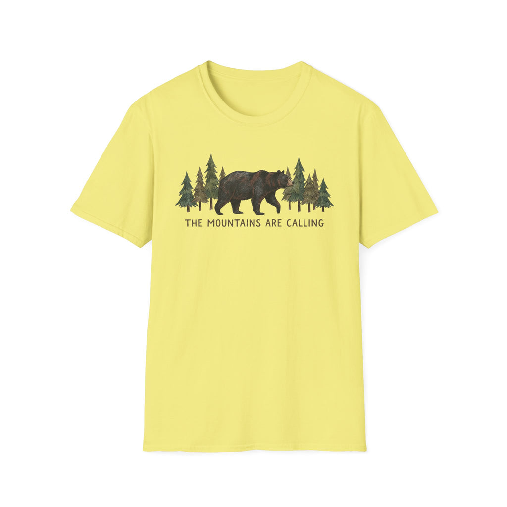 "The Mountains Are Calling" Bear and Pines T-Shirt — Outdoor Graphic Tee