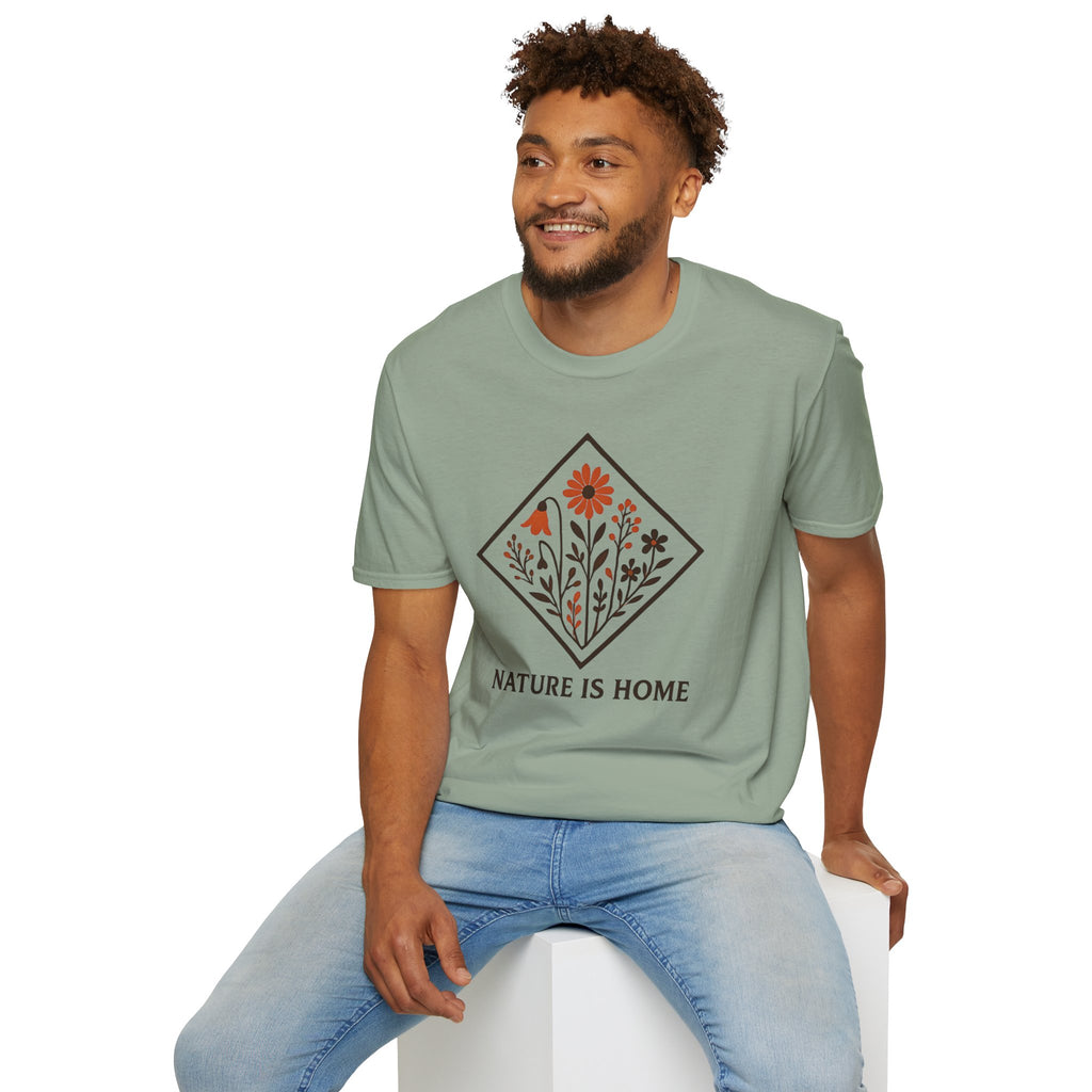 Floral Motif "Nature Is Home" T-Shirt
