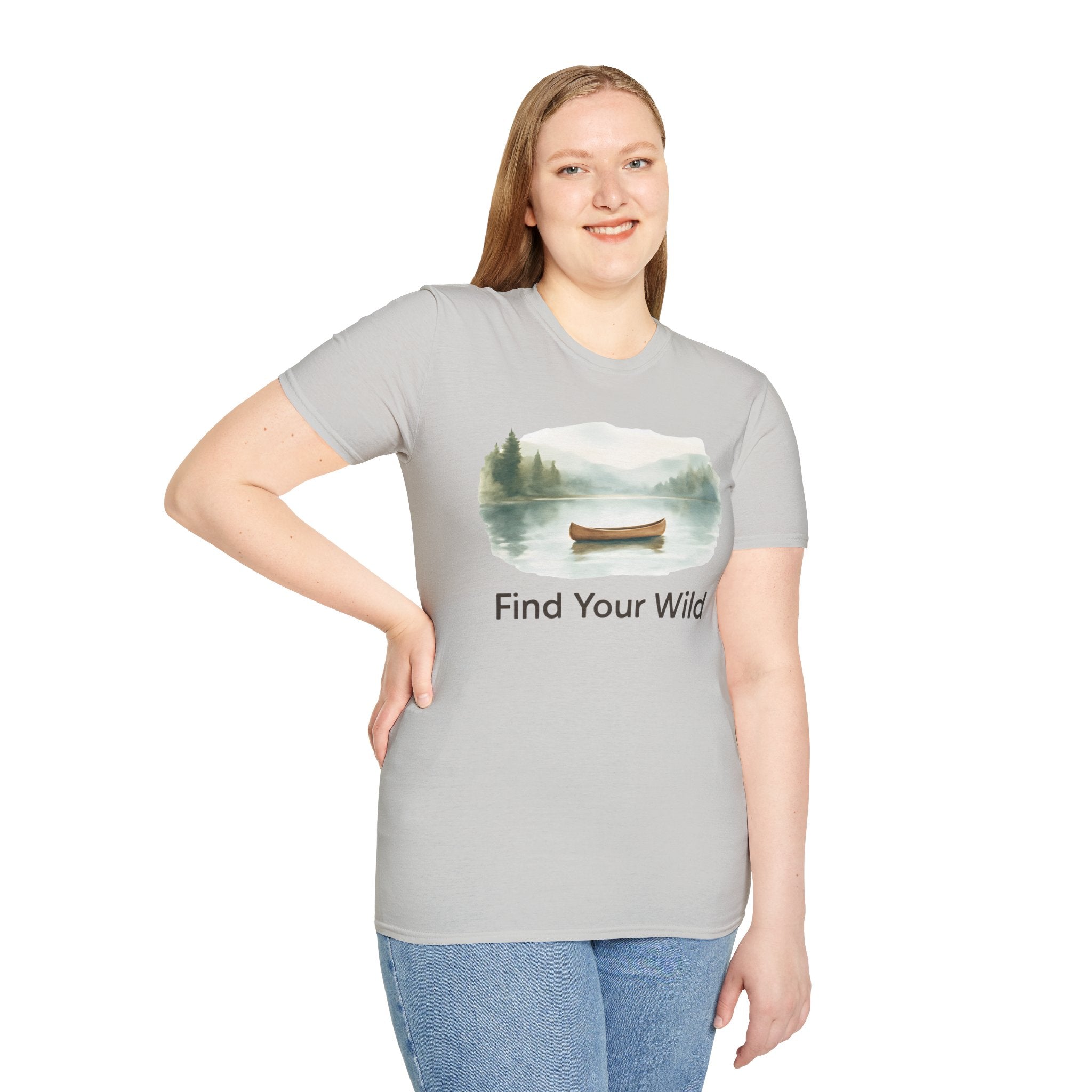 Find Your Wild Canoe T-Shirt — Lake Pine Trees Outdoor Adventure Tee