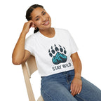 "Stay Wild" Bear Footprint Mountain Emblem T-Shirt
