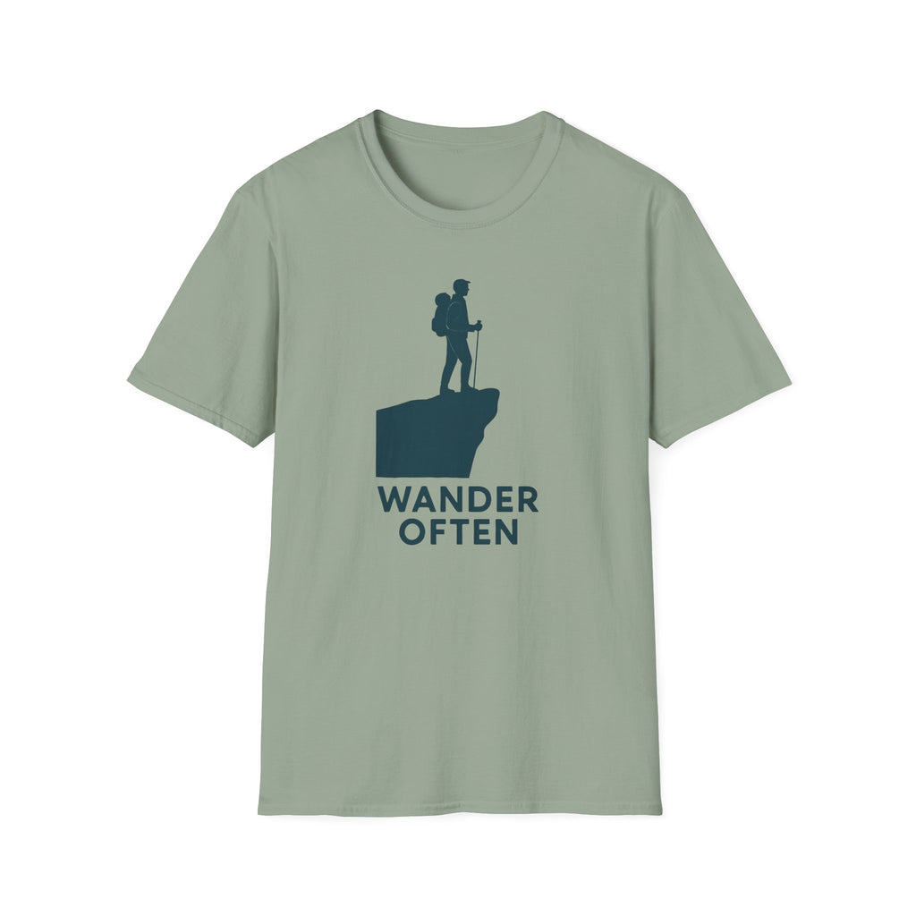 "Wander Often" Hiker on Cliff T-Shirt