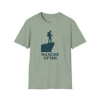 "Wander Often" Hiker on Cliff T-Shirt
