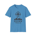 "Seek New Trails" Compass Over Mountains T-Shirt