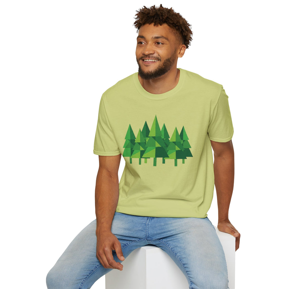 Forest Graphic T-Shirt — Minimal Green Pine Trees Tee