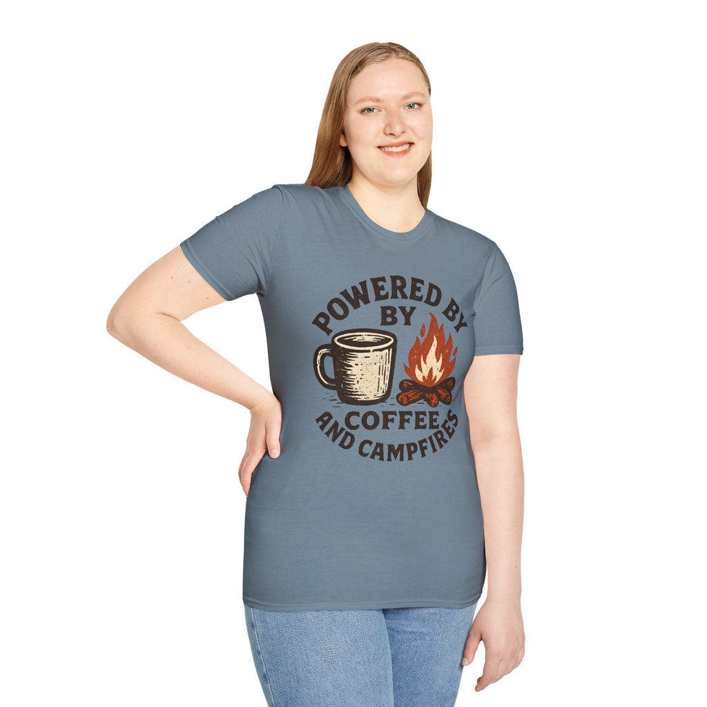 Powered By Coffee And Campfires Vintage Camping T-Shirt