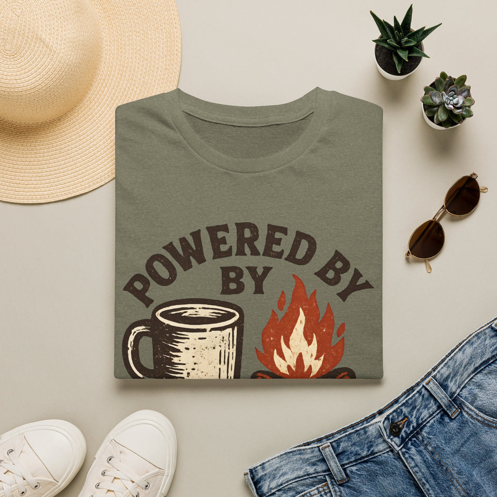 Powered By Coffee And Campfires Vintage Camping T-Shirt