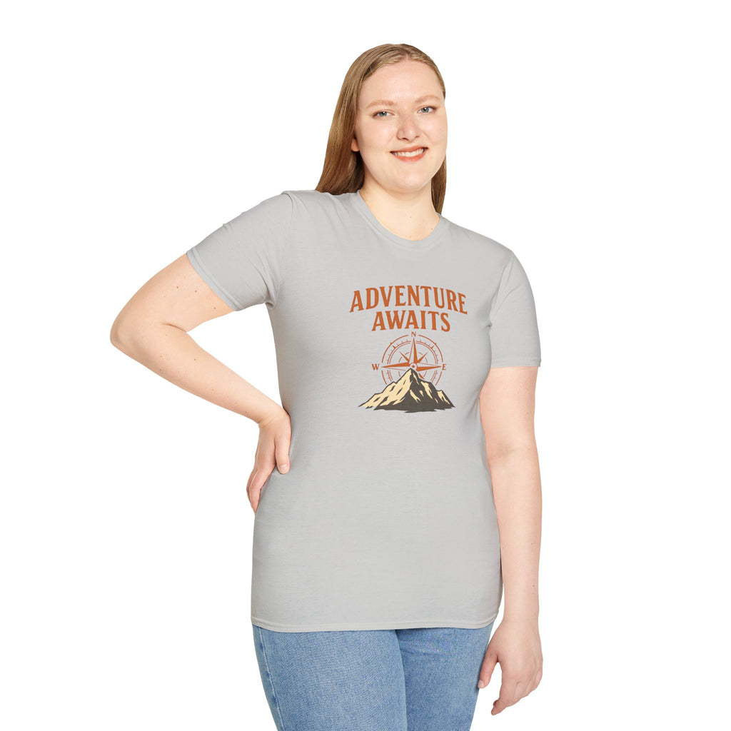 "Adventure Awaits" Compass & Mountain T-Shirt