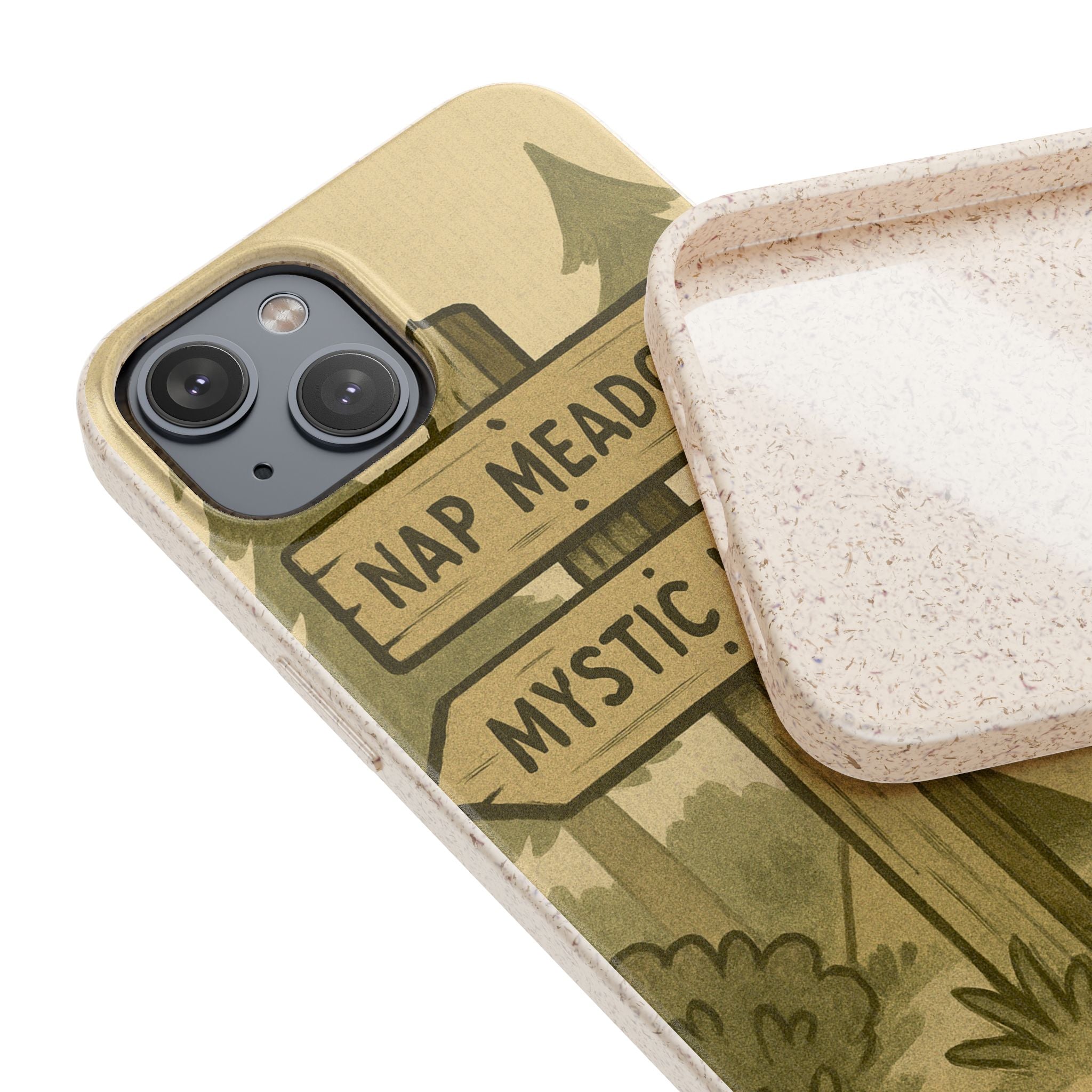 Biodegradable Phone Case — 'Nap Meadow' Mystic Lake Camping Design