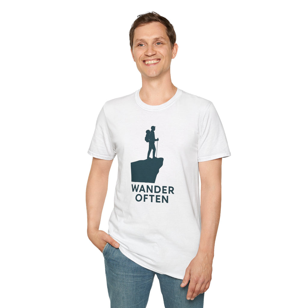 "Wander Often" Hiker on Cliff T-Shirt