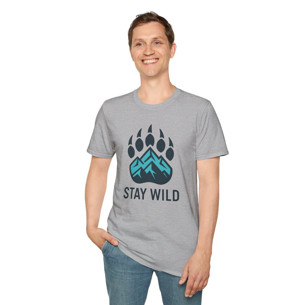 "Stay Wild" Bear Footprint Mountain Emblem T-Shirt
