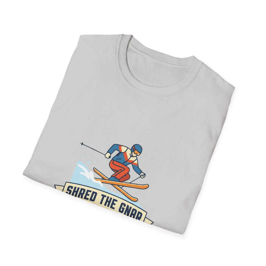 Shred the Gnar Skier T-Shirt | Retro Skiing Graphic