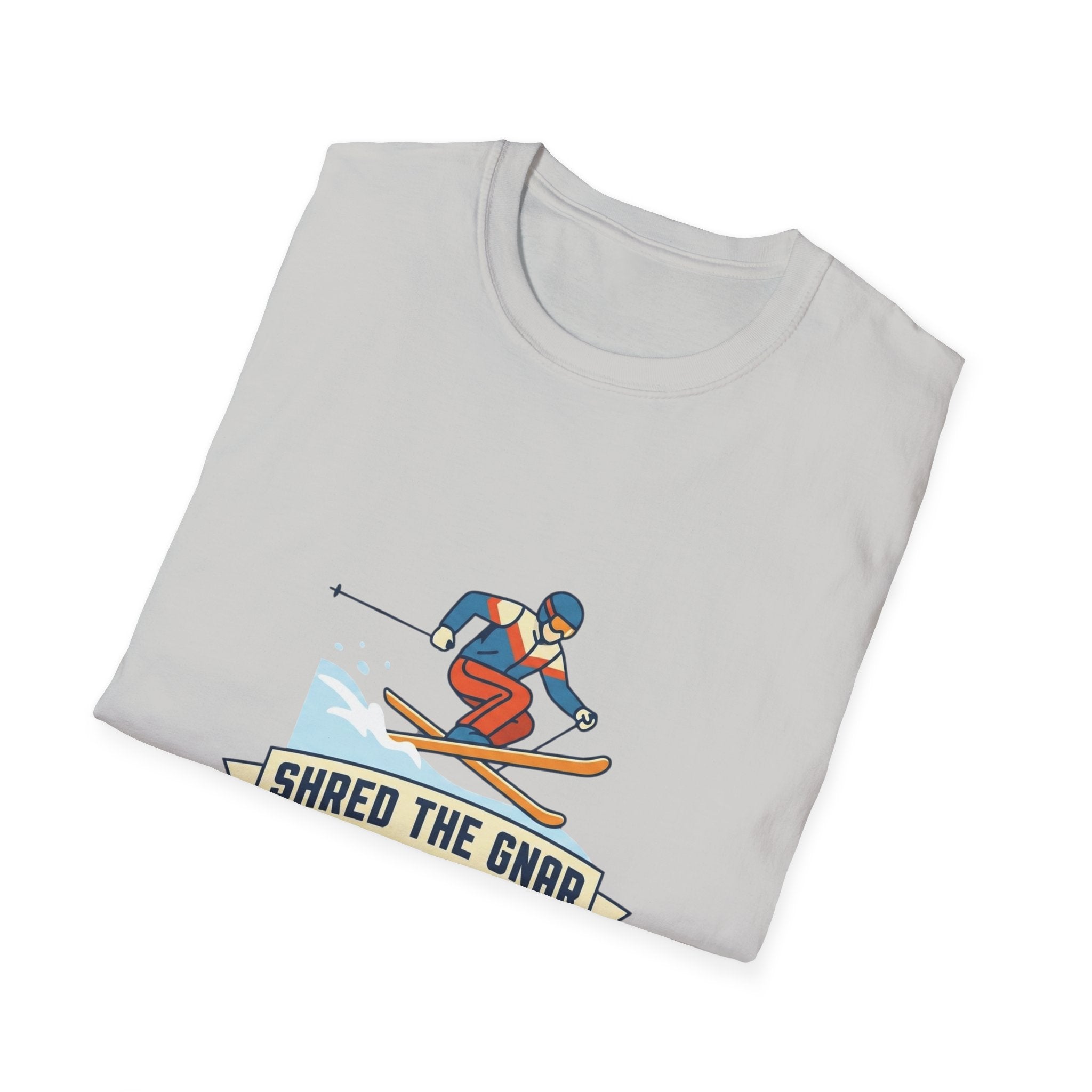 Shred the Gnar Skier T-Shirt | Retro Skiing Graphic