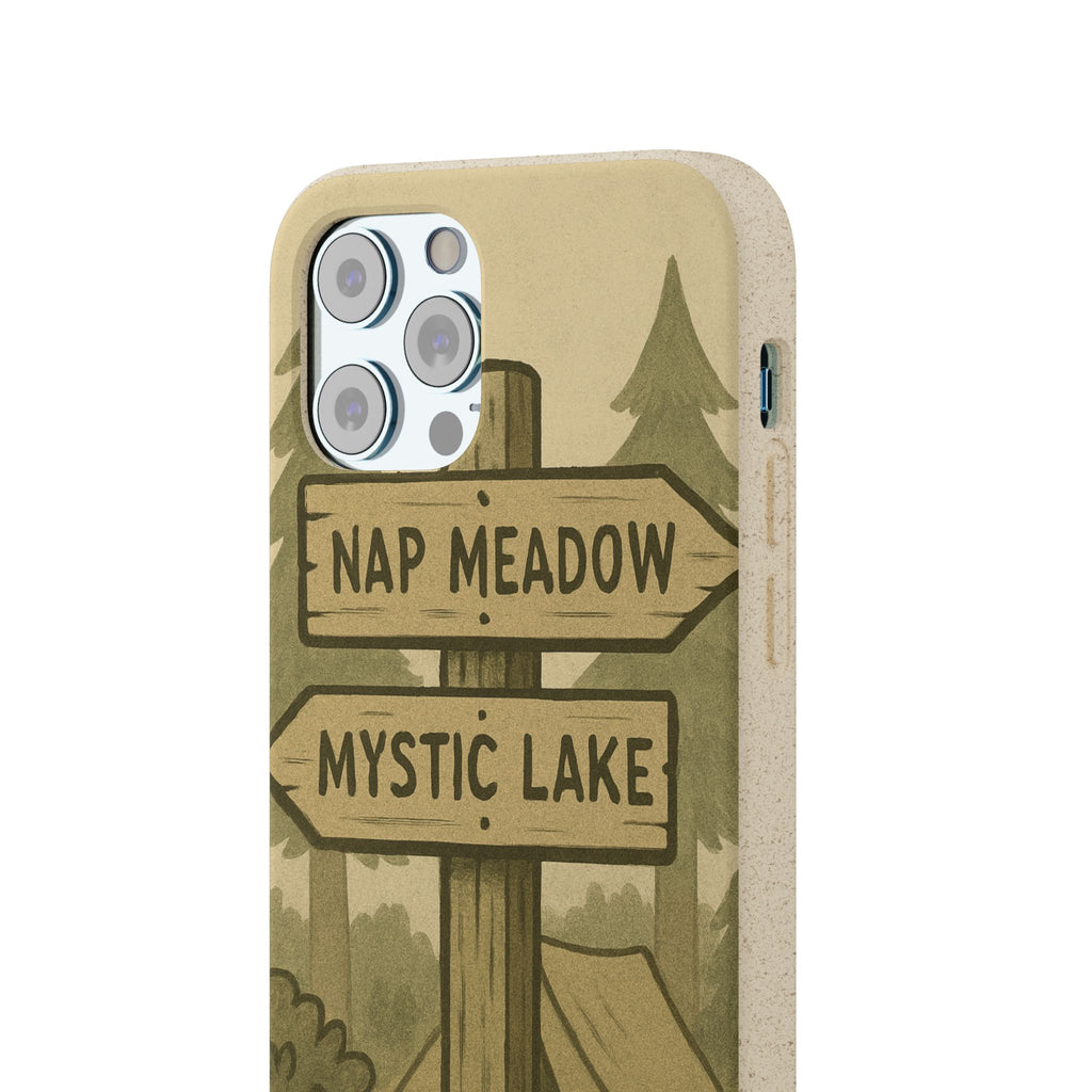 Biodegradable Phone Case — 'Nap Meadow' Mystic Lake Camping Design