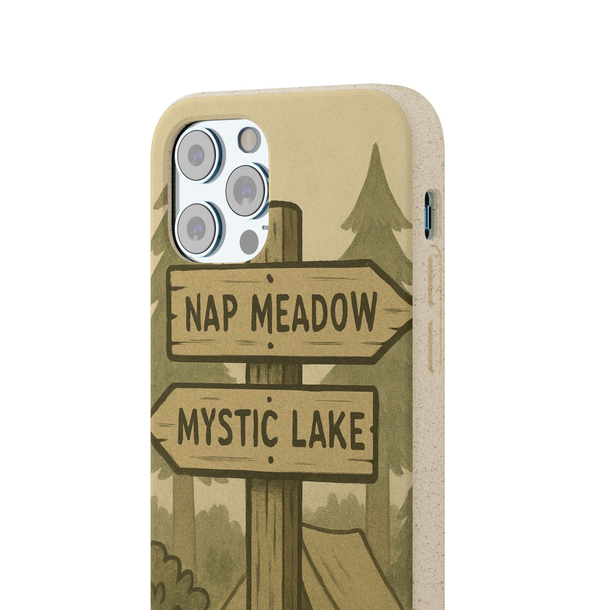 Biodegradable Phone Case — 'Nap Meadow' Mystic Lake Camping Design