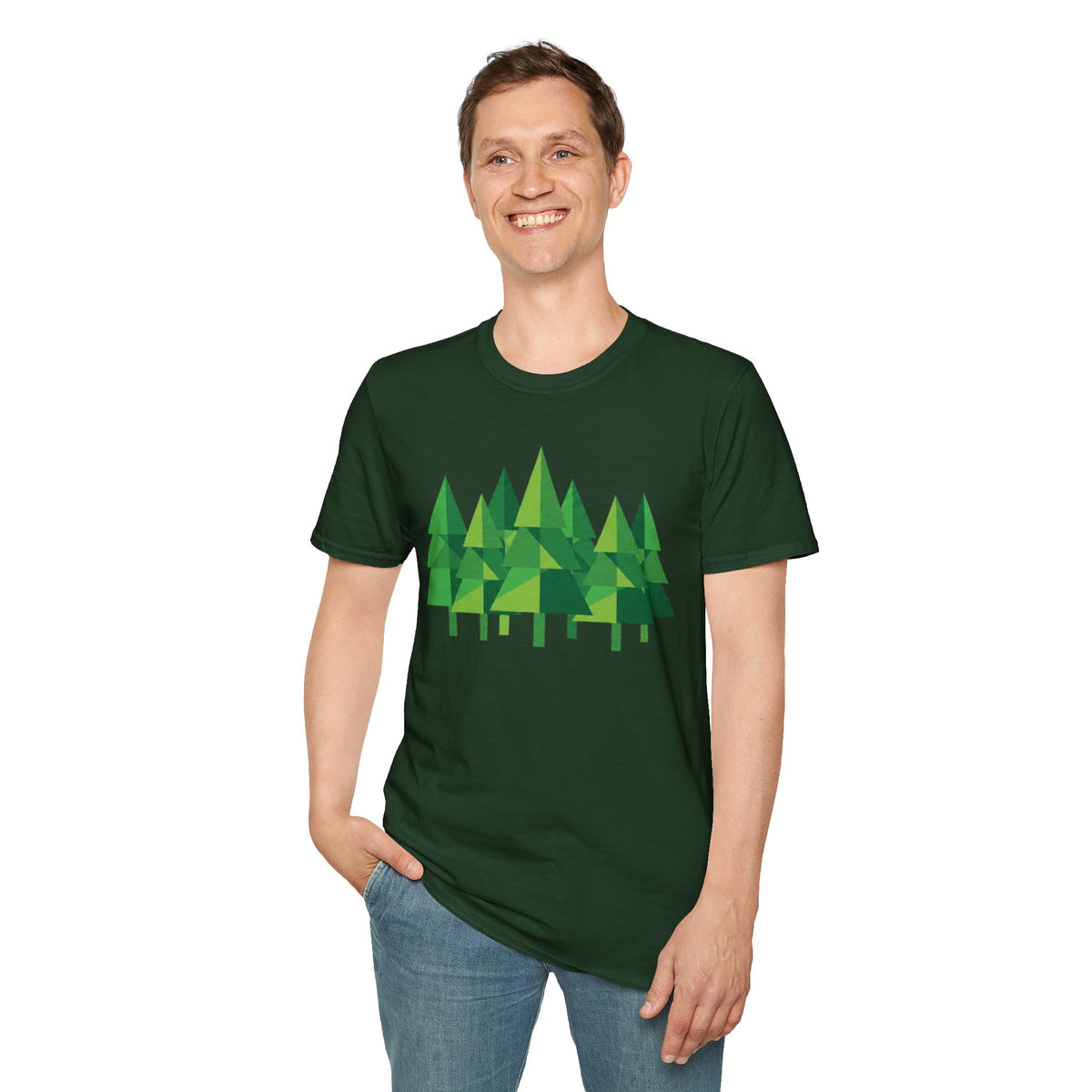 Forest Graphic T-Shirt — Minimal Green Pine Trees Tee
