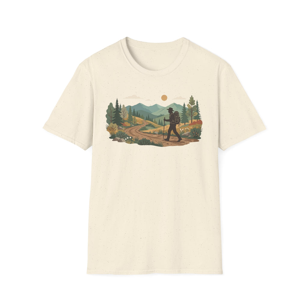 Hiker Mountain Sunset T-Shirt — Scenic Trail Adventure Tee