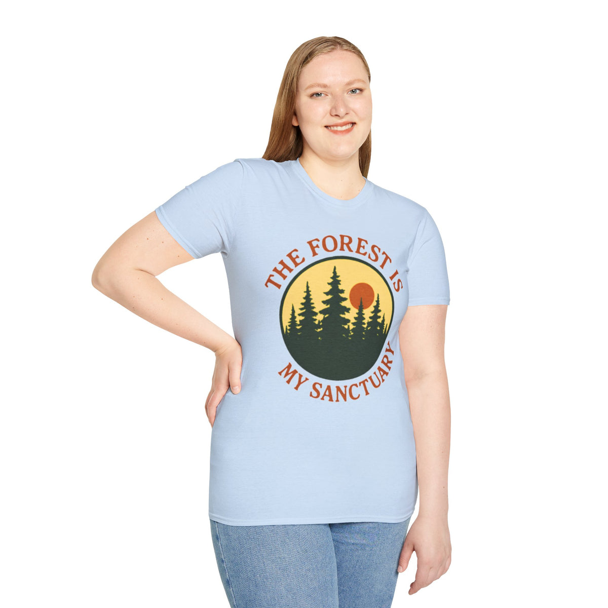 "The Forest Is My Sanctuary" Pines Sunset Graphic Tee Shirt