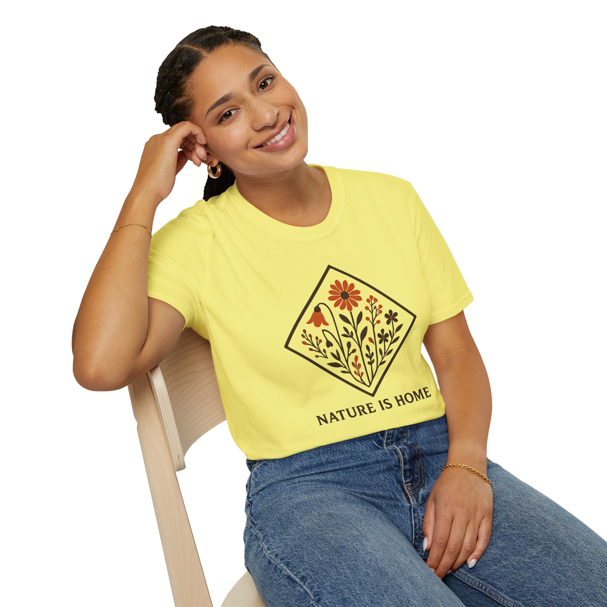 Floral Motif "Nature Is Home" T-Shirt