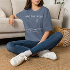 Into The Wild Canoe T-Shirt - Minimal Night Sky Lake Camping Tee