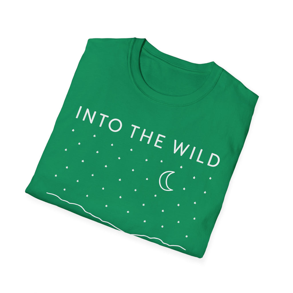 Into The Wild Canoe T-Shirt - Minimal Night Sky Lake Camping Tee