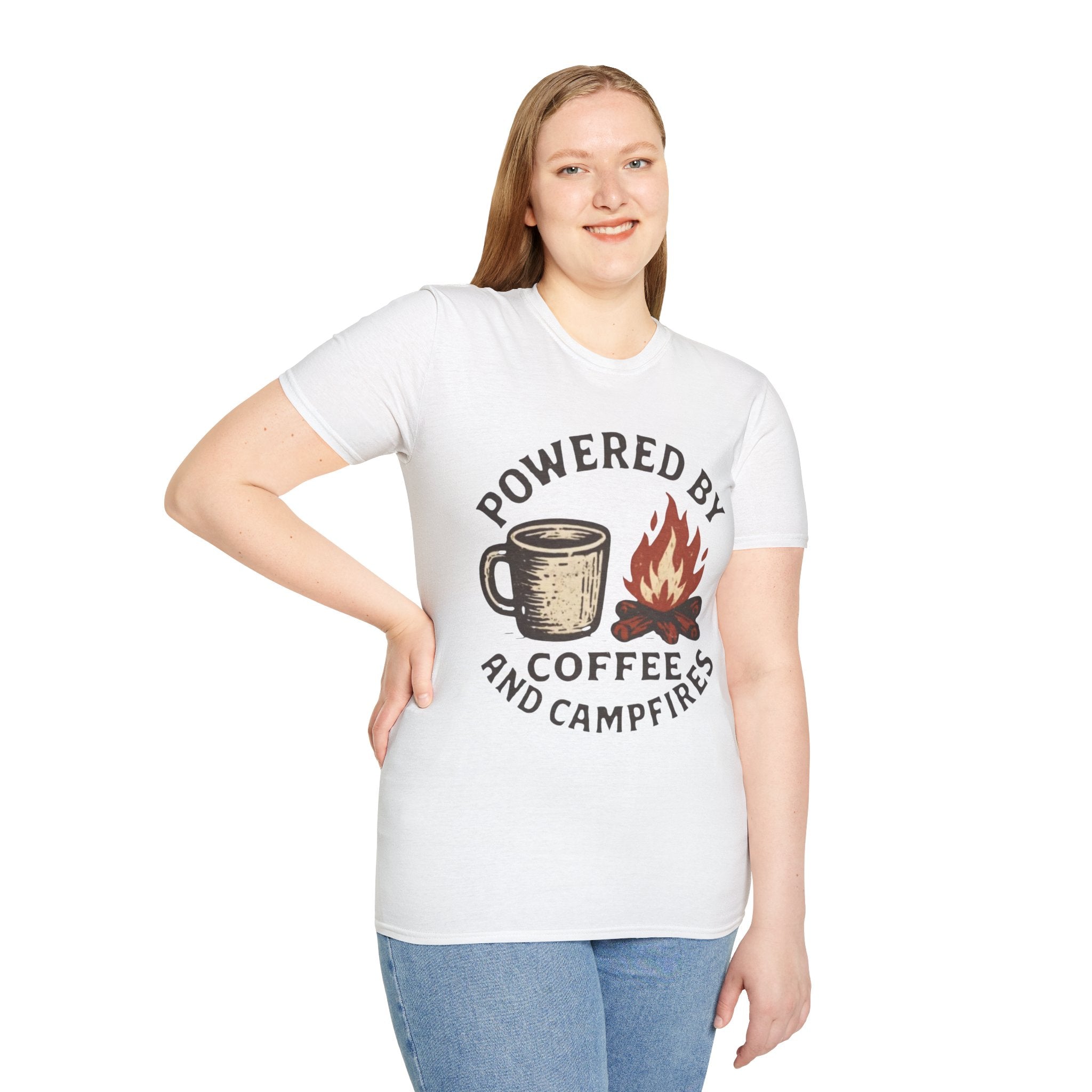 Powered By Coffee And Campfires Vintage Camping T-Shirt