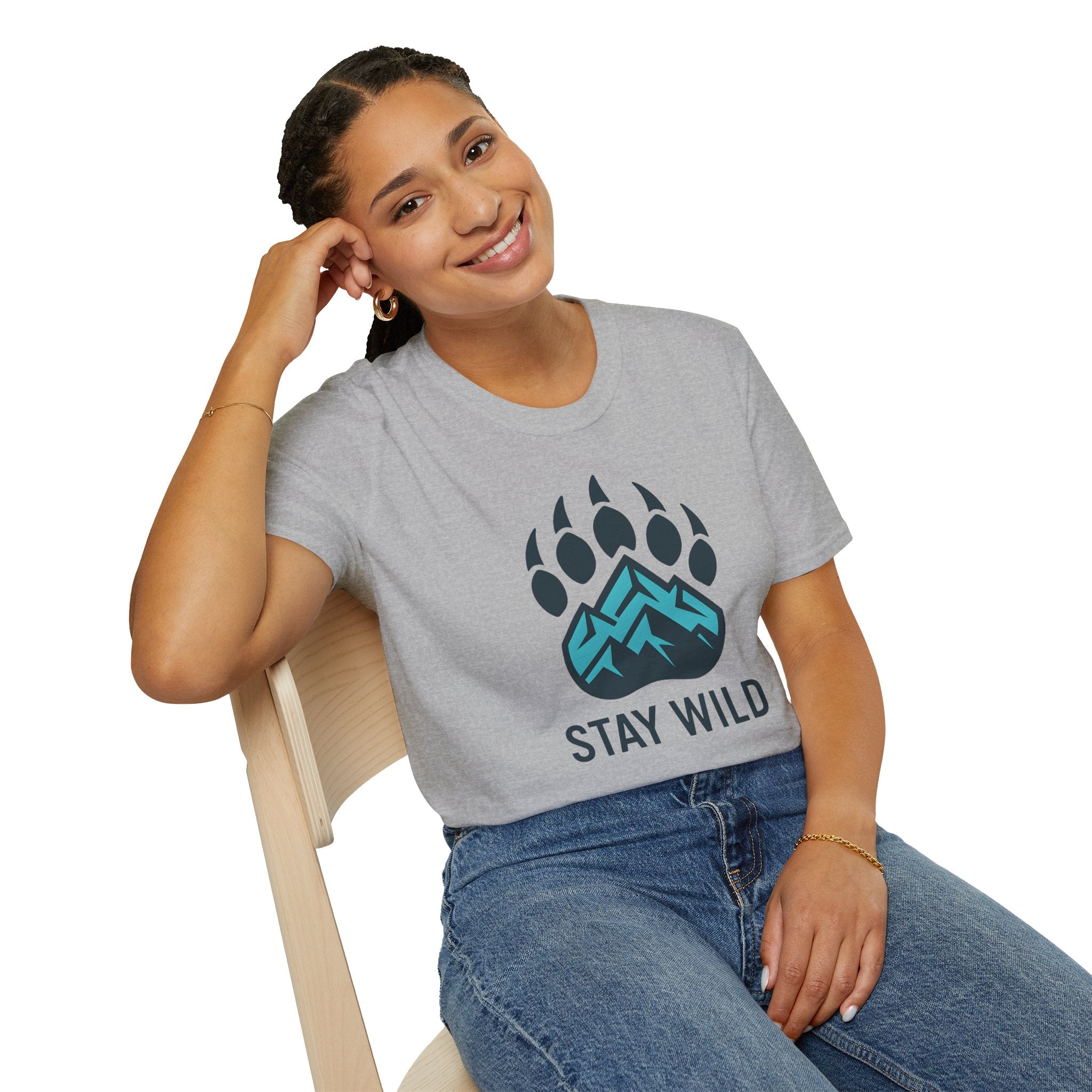 "Stay Wild" Bear Footprint Mountain Emblem T-Shirt