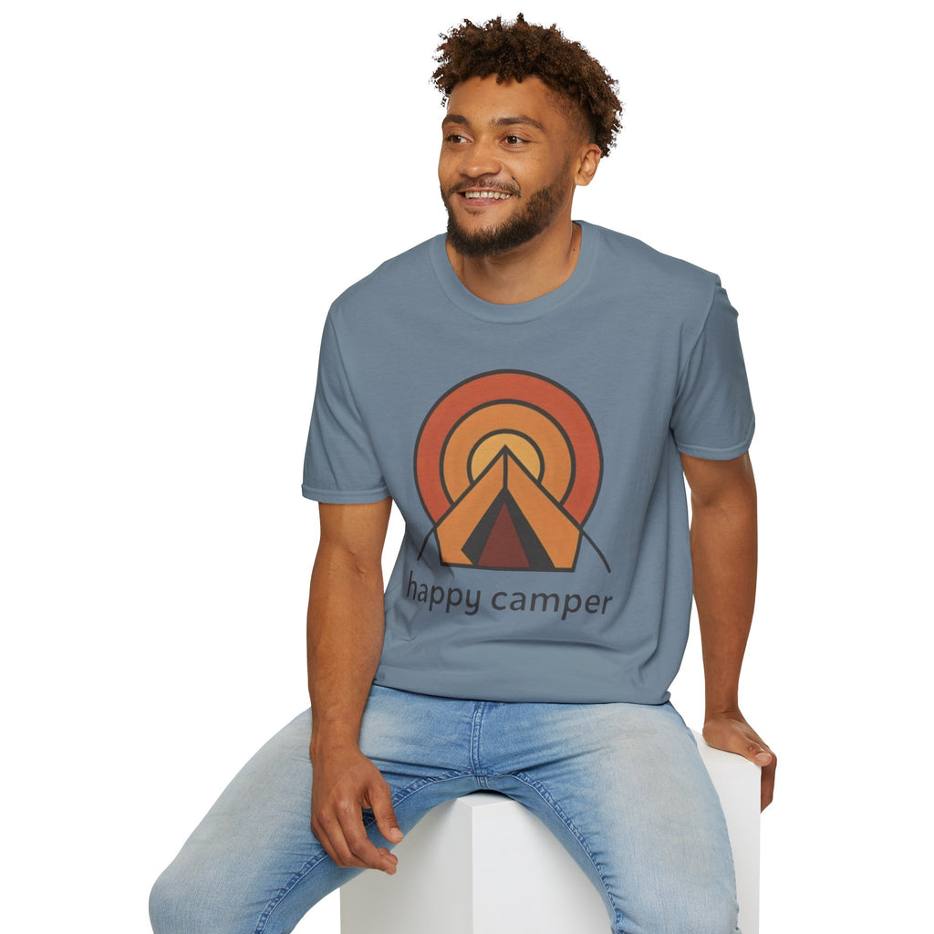 Happy Camper Retro Sunset Camping T-Shirt