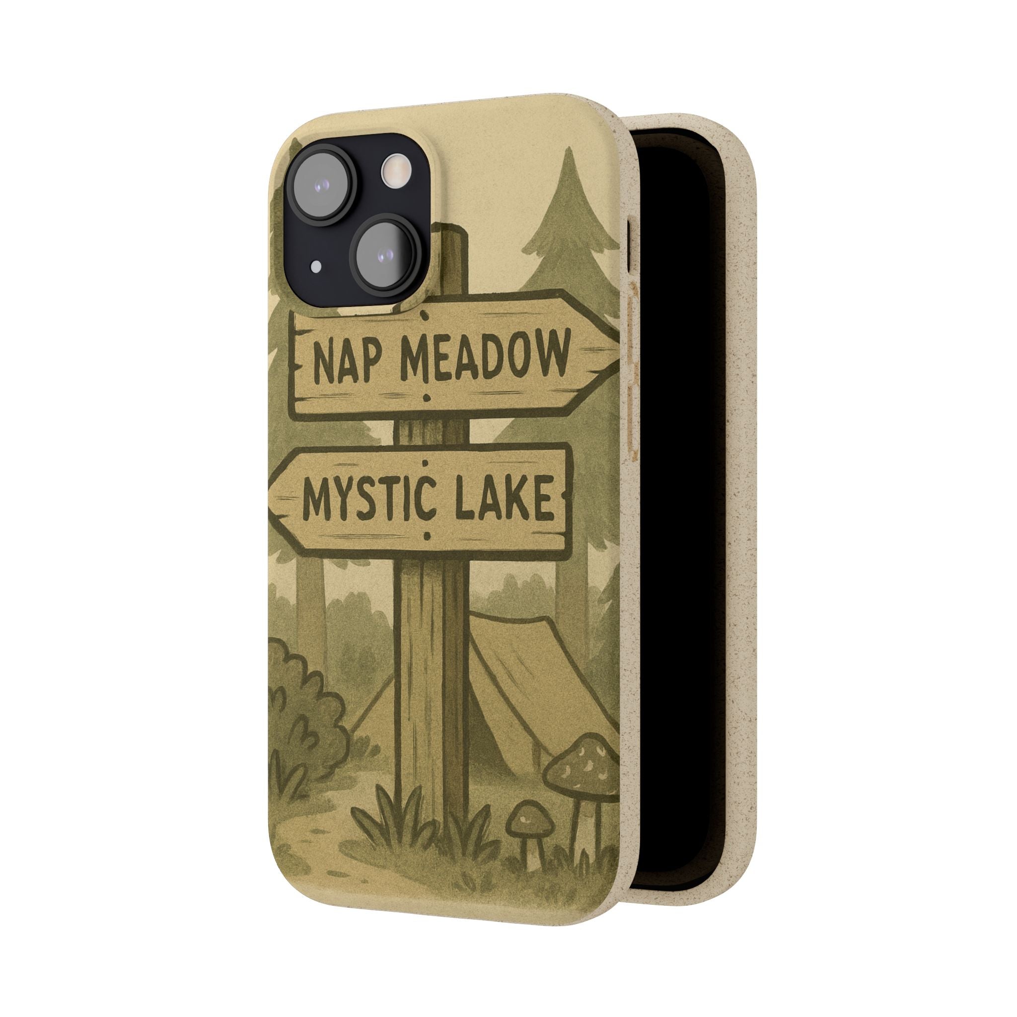 Biodegradable Phone Case — 'Nap Meadow' Mystic Lake Camping Design