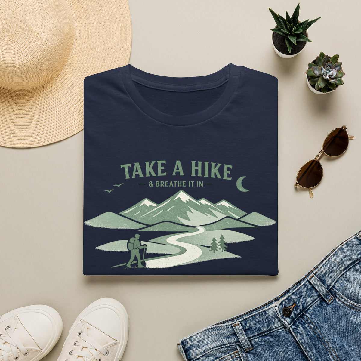 "Take A Hike & Breathe It In" Outdoor Hiking Graphic Tee