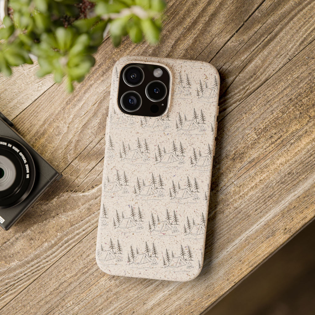 Biodegradable Phone Case — Eco-Friendly Forest Sketch Pattern