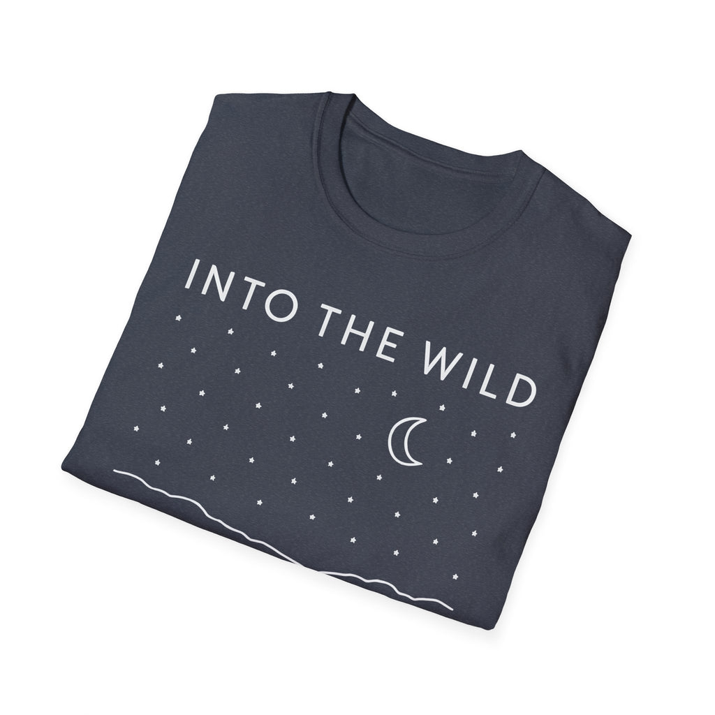 Into The Wild Canoe T-Shirt - Minimal Night Sky Lake Camping Tee
