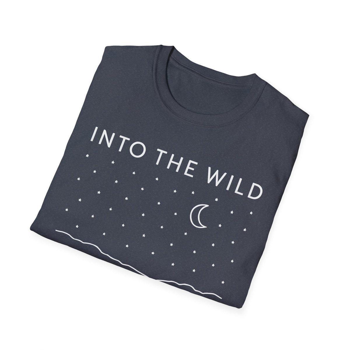 Into The Wild Canoe T-Shirt - Minimal Night Sky Lake Camping Tee