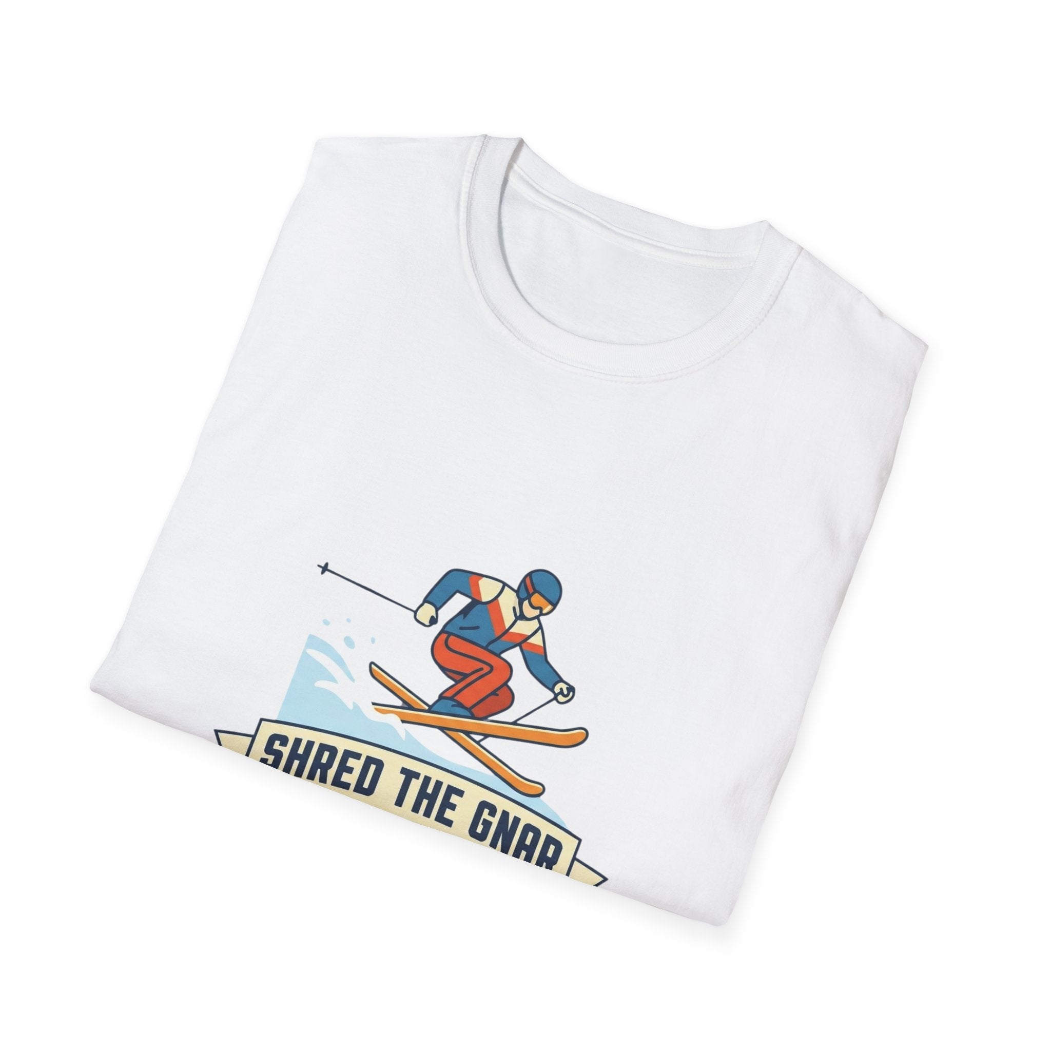 Shred the Gnar Skier T-Shirt | Retro Skiing Graphic