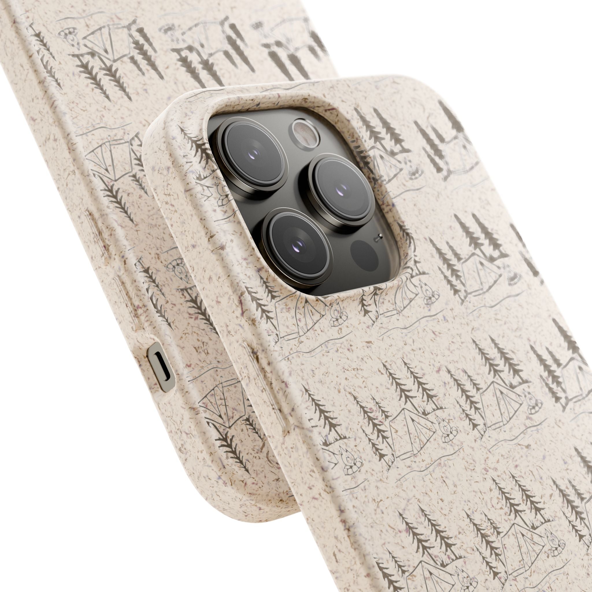 Biodegradable Phone Case — Eco-Friendly Forest Sketch Pattern
