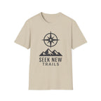 "Seek New Trails" Compass Over Mountains T-Shirt