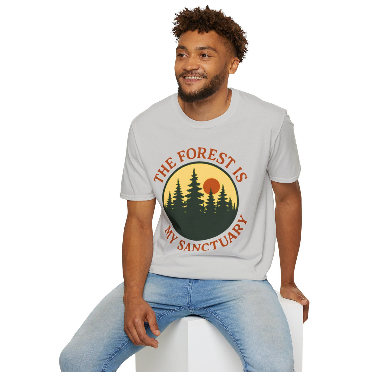 "The Forest Is My Sanctuary" Pines Sunset Graphic Tee Shirt