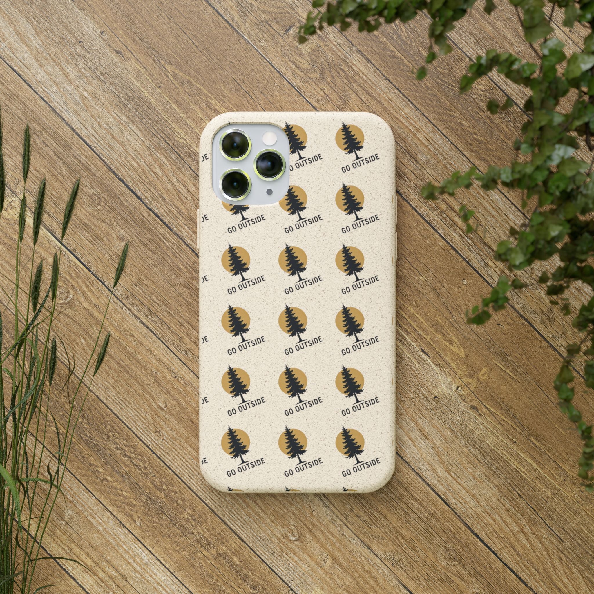 Biodegradable Phone Case — 'Go Outside' Recycled Eco-Friendly iPhone Cover