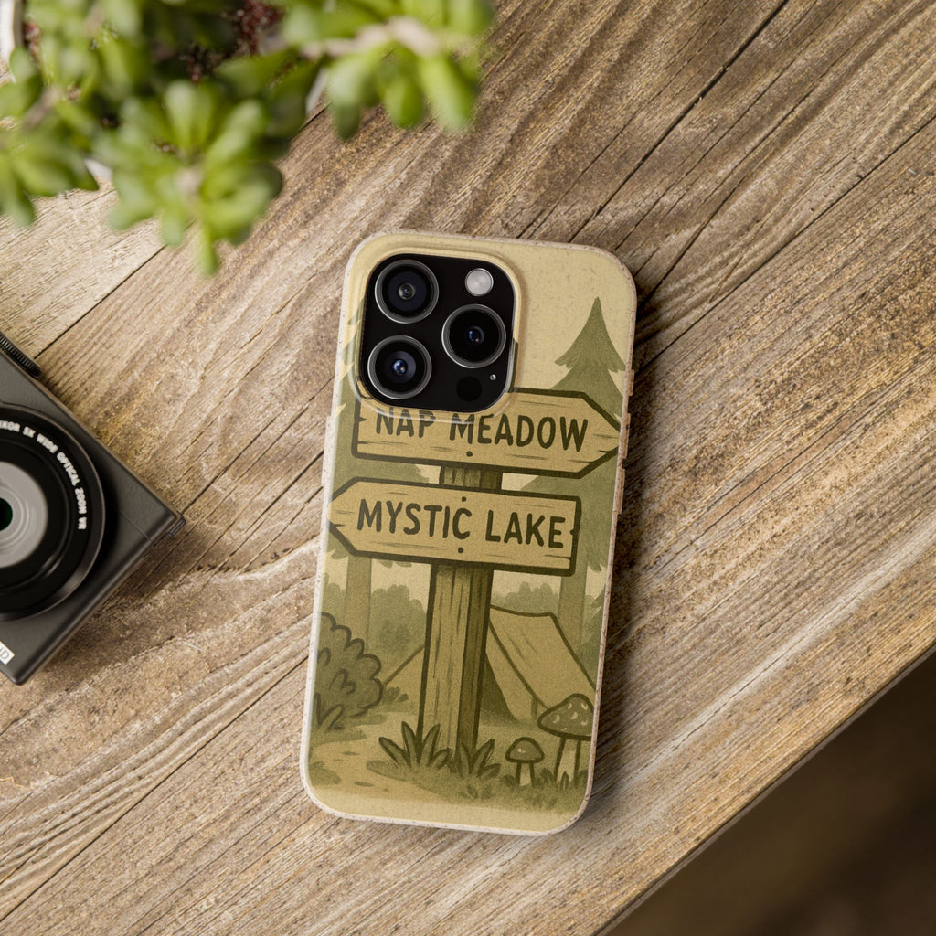 Biodegradable Phone Case — 'Nap Meadow' Mystic Lake Camping Design