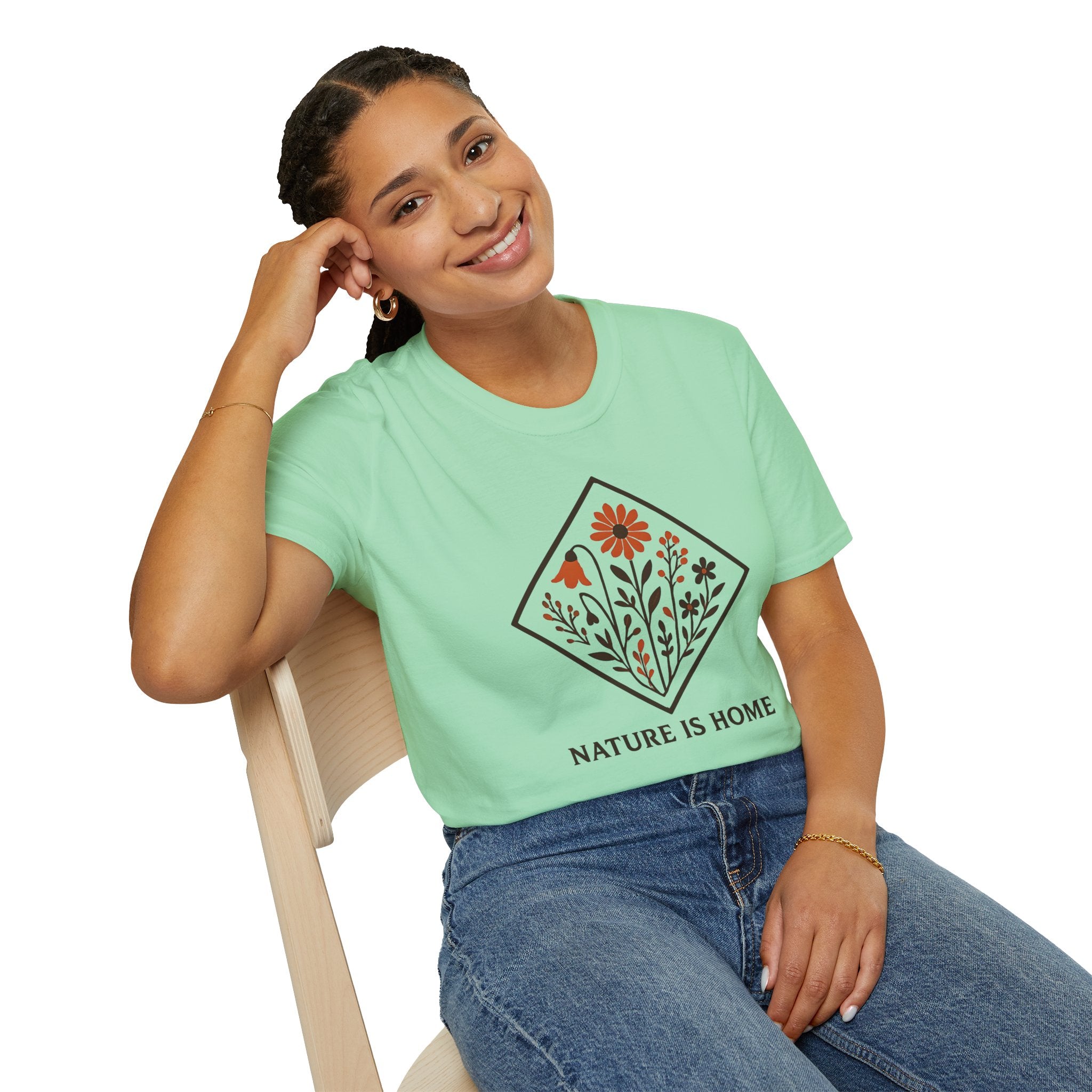 Floral Motif "Nature Is Home" T-Shirt