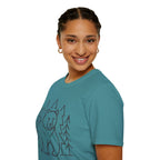 Bear & Pines T-Shirt — Minimal Line Drawing Woodland Tee