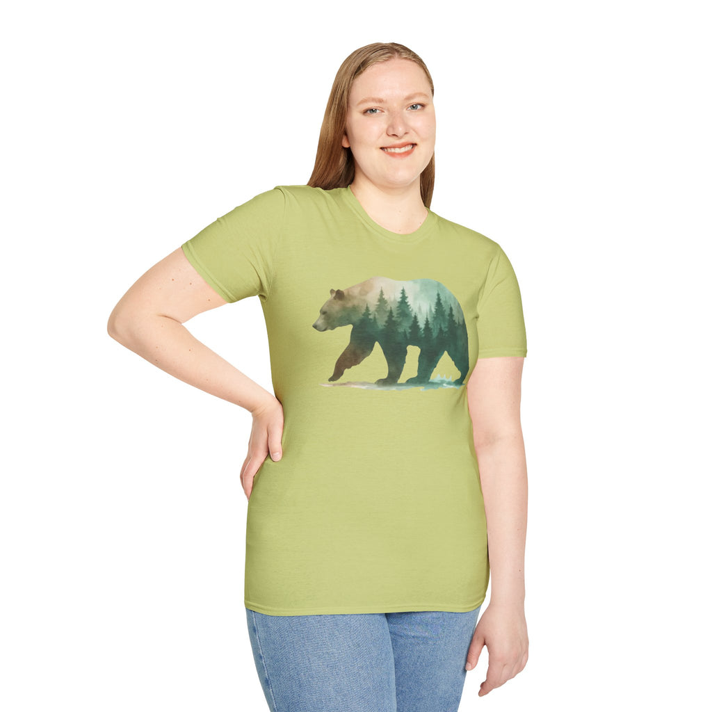 Forest Bear T-Shirt — Watercolor Woodland Bear Graphic Tee Shirt