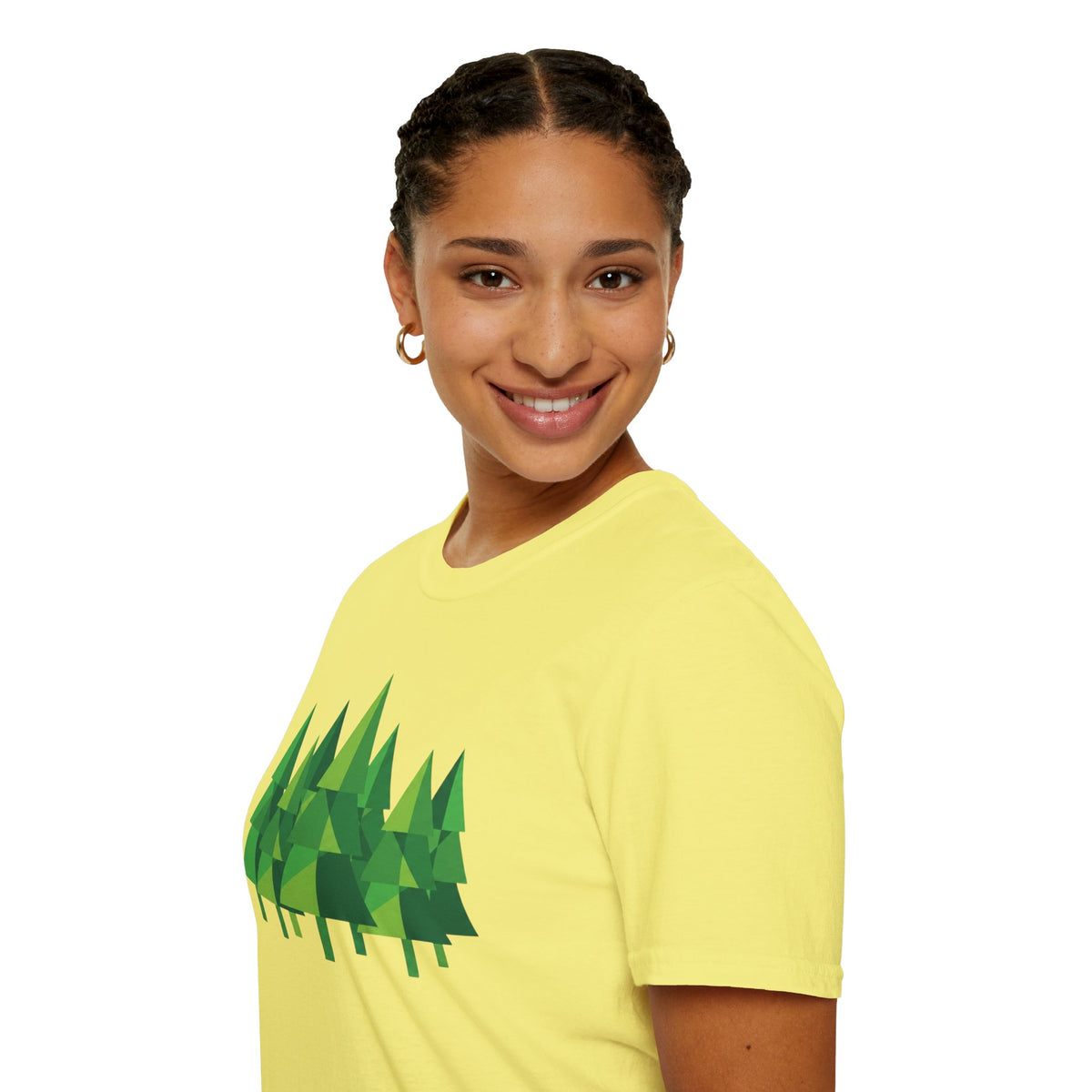 Forest Graphic T-Shirt — Minimal Green Pine Trees Tee