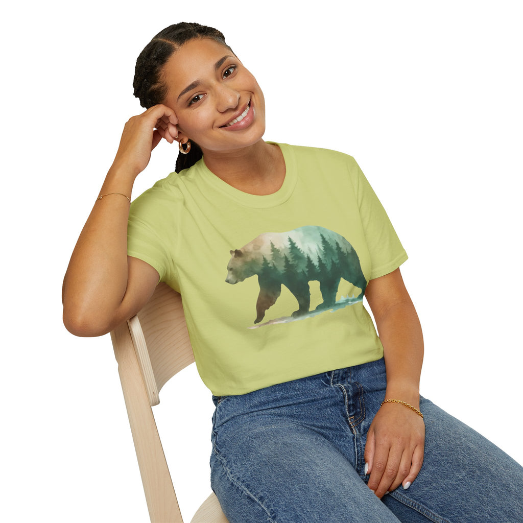 Forest Bear T-Shirt — Watercolor Woodland Bear Graphic Tee Shirt