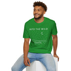 Into The Wild Canoe T-Shirt - Minimal Night Sky Lake Camping Tee